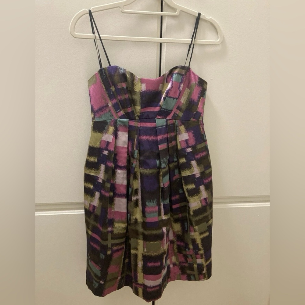 ABS Collection  Strapless Satin printed Dress cocktail  Graduation party Size2